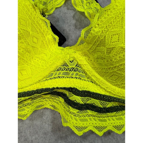 PINK Victoria's Secret Neon Yellow Lace Racerback XS Bralette Bra Neoncore Rave - Picture 11 of 13